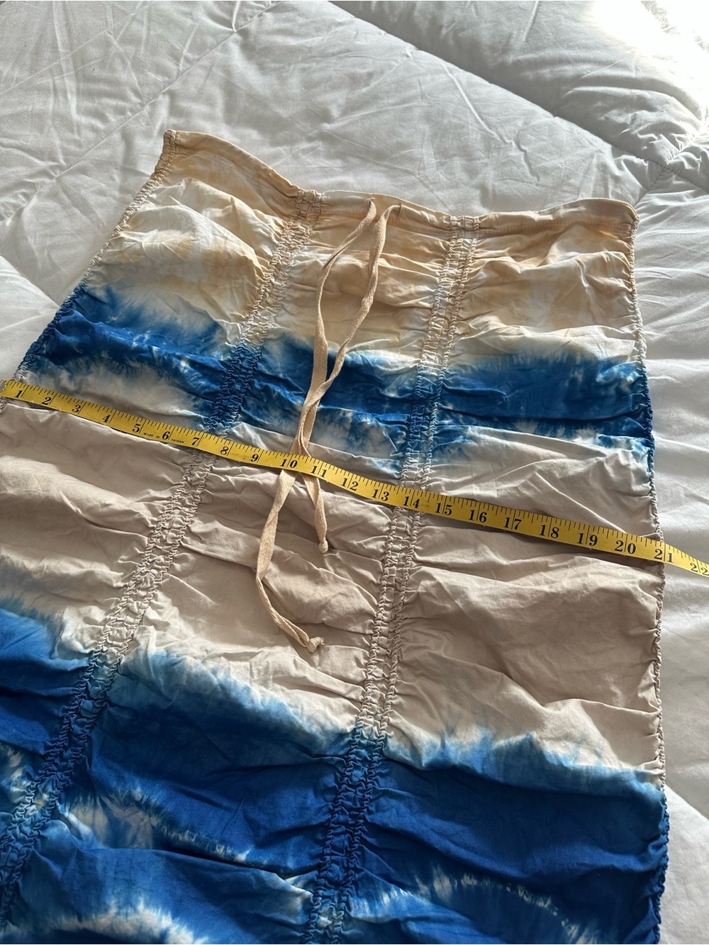 Wearables NWT Tie-Dye Blue and Cream Midi Skirt with Drawstring Waist size large - Picture 9 of 10